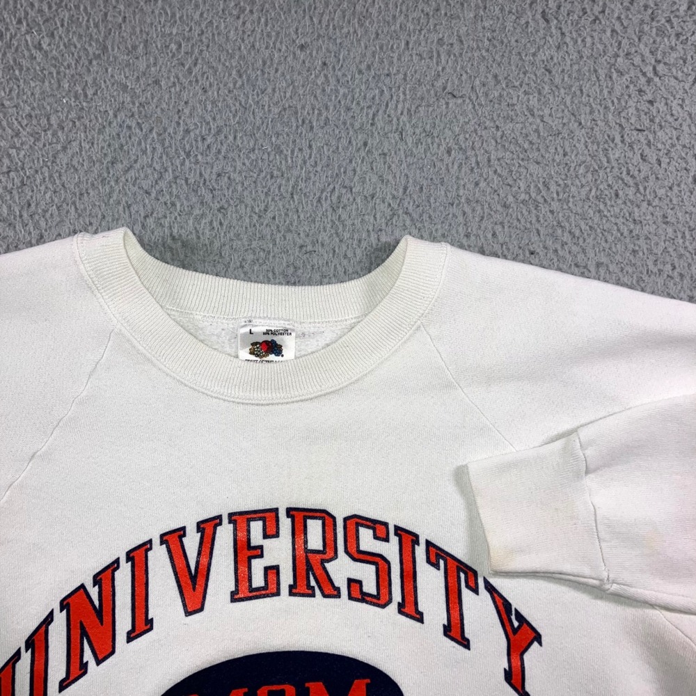 Vtg 90s University of Illinois Mom Sweatshirt L Distressed Fruit of Loom USA
